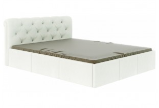 Кровать Калипсо с подъемным механизмом 160х200 стразы, Белый кожзам