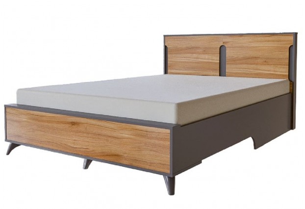 Кровать Сканди 140 см серый графит, орех лион