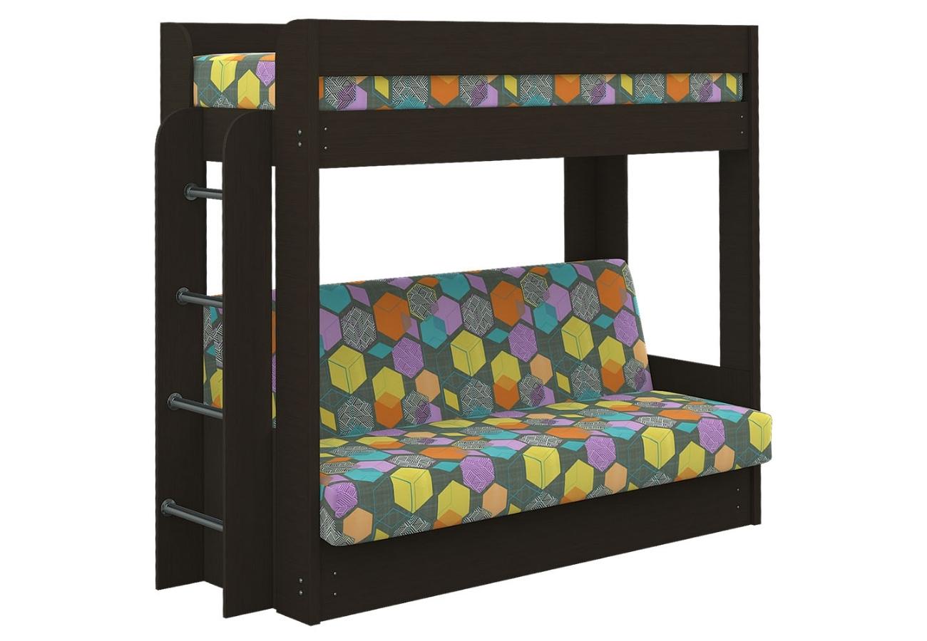 Диван-кровать двухъярусная Киддо венге, разноцветный