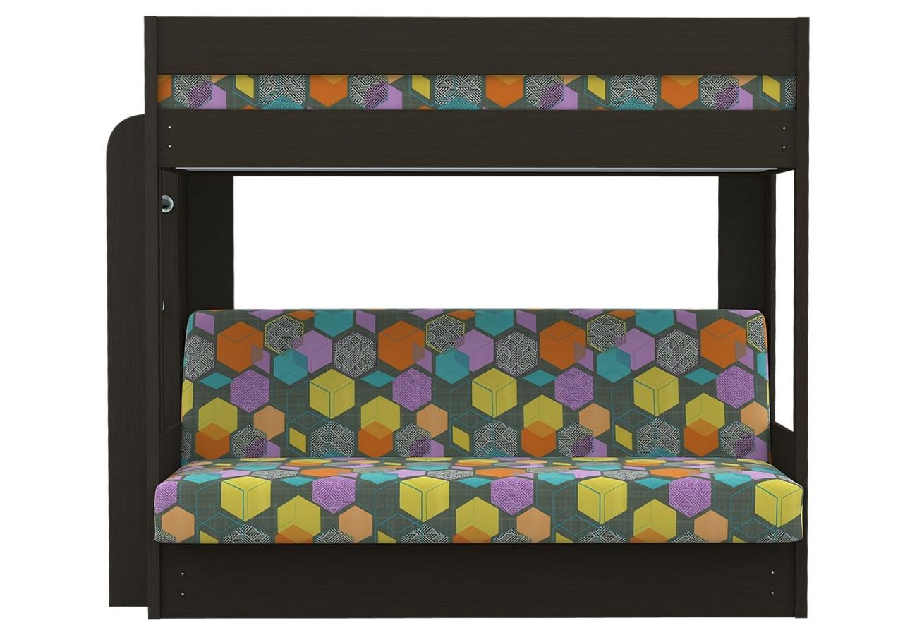 Диван-кровать двухъярусная Киддо венге, разноцветный