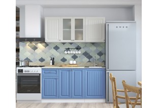 Кухня Хозяюшка Акация белая-Деним МДФ 1,5м