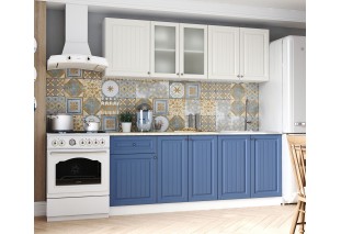 Кухня Хозяюшка Акация белая-Деним МДФ 2м