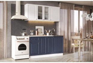 Кухня Хозяюшка Акация белая/Сапфир МДФ 1,5м