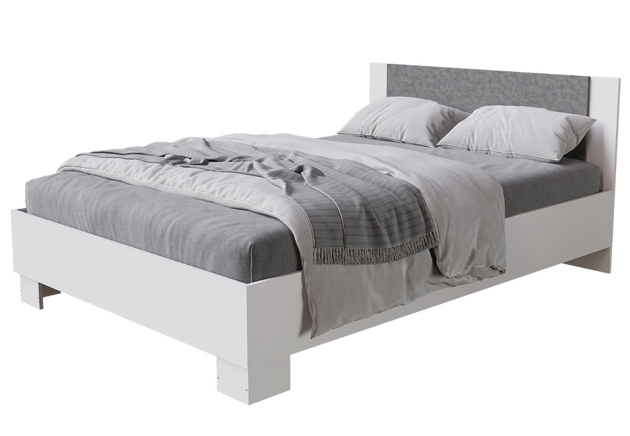 Кровать двуспальная Хайт 1,4 м белый, бетон