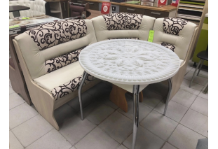 Стол круглый 850 Хром, Стекло H082, Белый