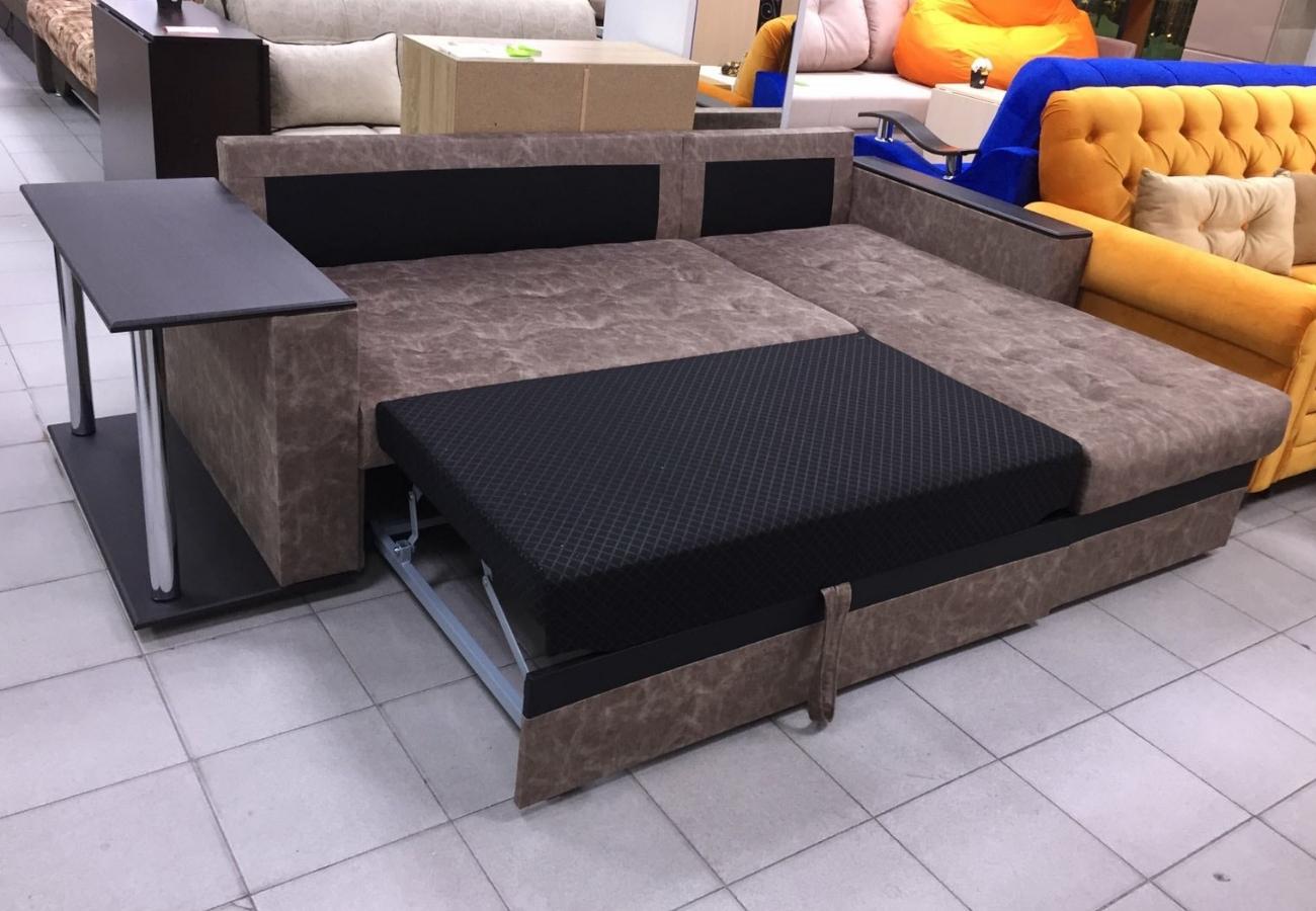 Диван-кровать угловой со столиком Анталия темно-коричневый