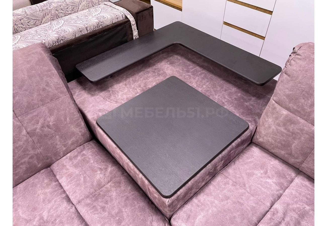 Диван-кровать угловой с баром Денвер фиолетовый