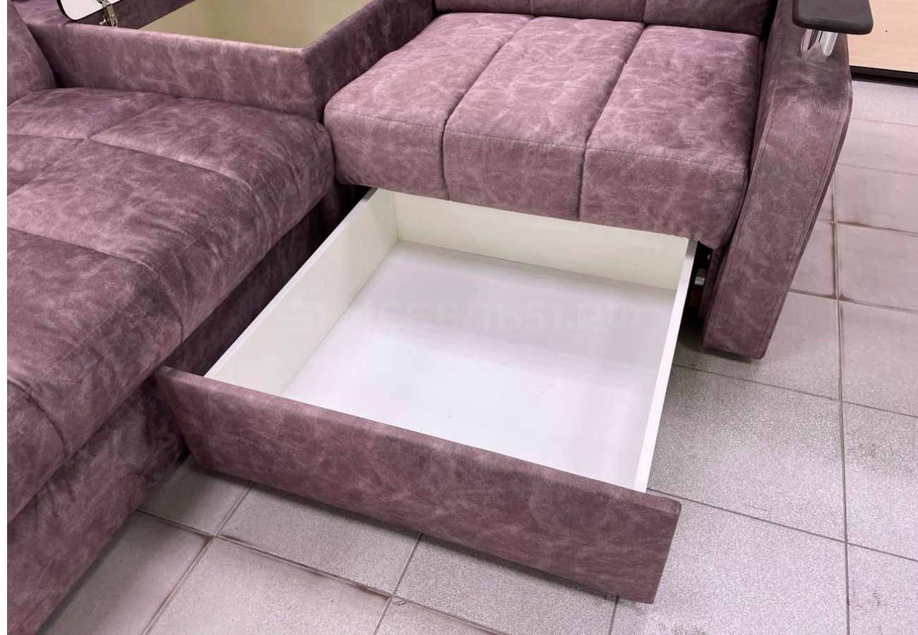 Диван-кровать угловой с баром Денвер фиолетовый
