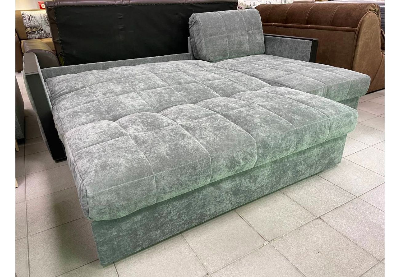 Диван-кровать угловой с оттоманкой Лион серый