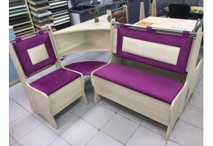 Кухонный уголок Аленка 15/1 ясень светлый, фиолетовый/молочный