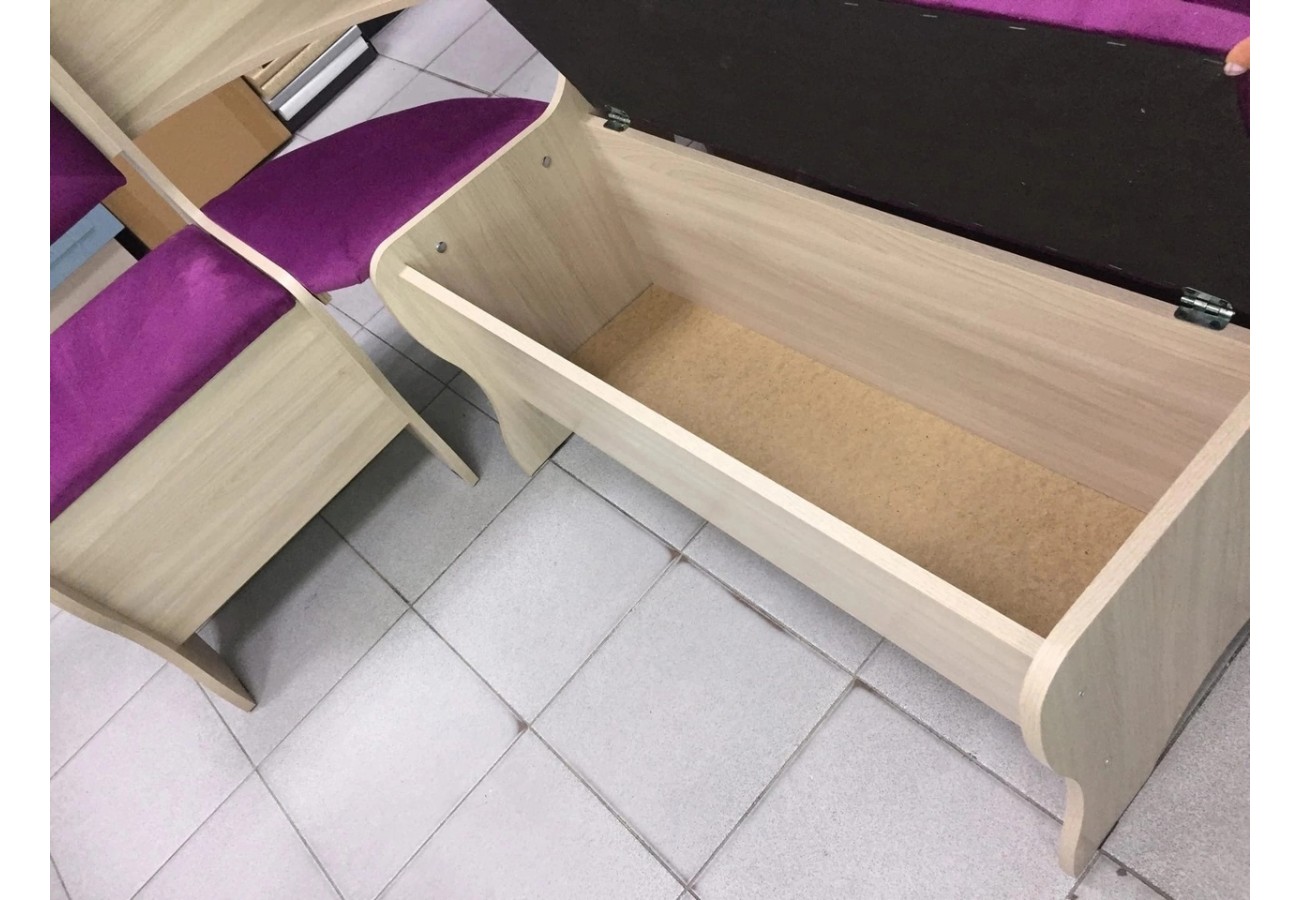 Кухонный уголок Аленка 15/1 ясень светлый, фиолетовый/молочный