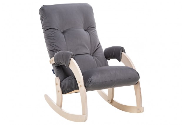 Кресло-качалка Модель 67 Дуб беленый, ткань Velutto 32 серый