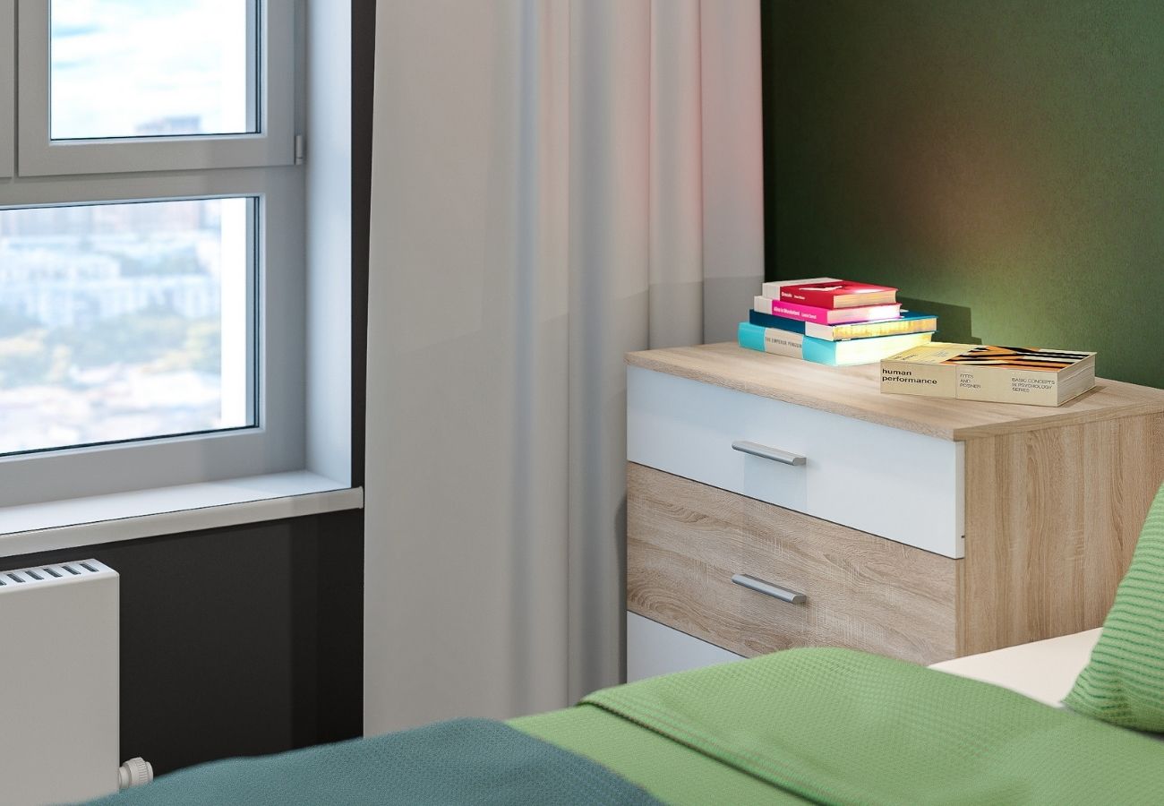Спальня Уют (шкаф + кровать + комод + тумба прикроватная) Дуб Сонома/Белый