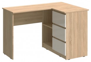 Челси Стол письменный угловой (Ш) (Белый глянец холодный, дуб сонома)