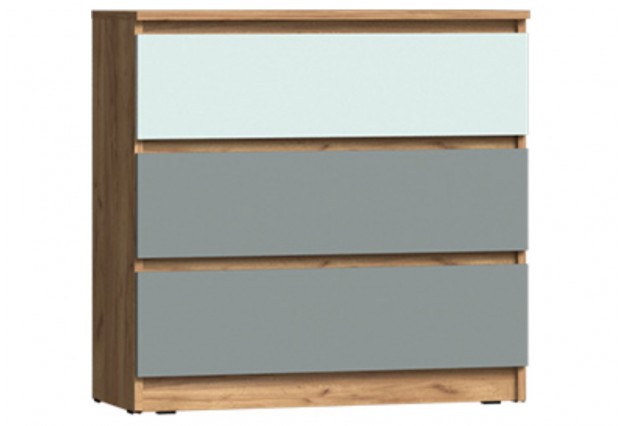 Челси Color Комод 3 ящика (800) (Мята/Сумеречный голубой/Дуб крафт)