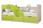 Кровать детская с ящиками Мульт 160х80 см зеленый, дуб беленый