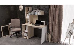Стол компьютерный №4 (УПКФ) (Белый/Дуб сонома ФВ)
