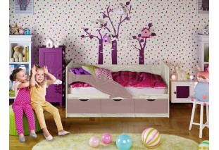 Кровать Дельфин №1 1,8*0,8м (Шарли Pink/Дуб Крафт Белый)