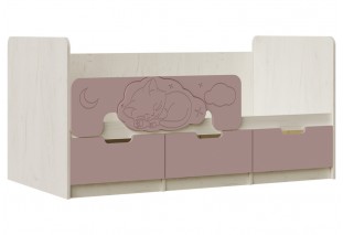 Юниор-4 Кровать 1,6*0,8м (Шарли Pink/Дуб Крафт Белый)