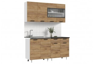 ЛДСП Кухня Рио NEW 1,6м (Дуб Крафт (Кастилло темный))