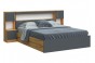Бася Кровать 1,6м с надстройкой с тумбами (Графит/Дуб крафт)