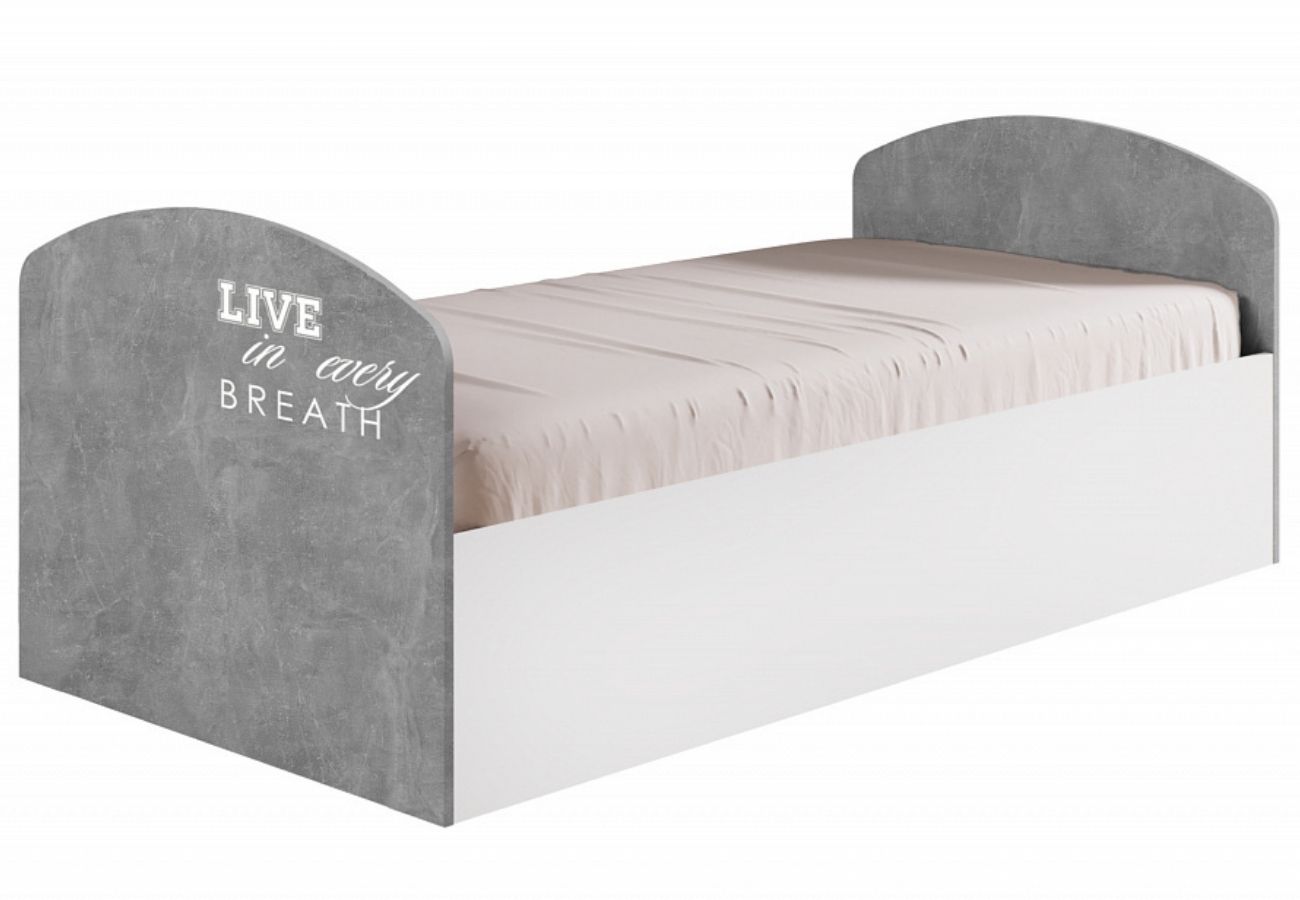 Кровать детская Скогер 80 см бетон светлый, белый