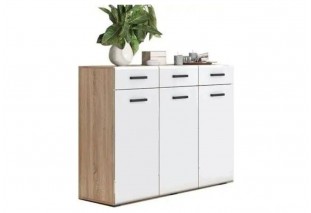 Нэнси New Комод (3д+3ящ) (Белый глянец холодный, Сонома)
