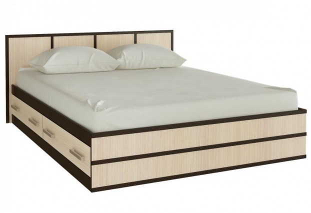 Кровать полутороспальная с ящиками Сакура 120 см дуб беленый, венге