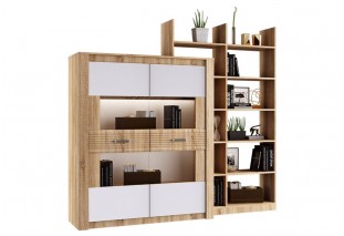 Терра Шкаф для посуды (Белый глянец холодный/дуб сонома, дуб сонома)