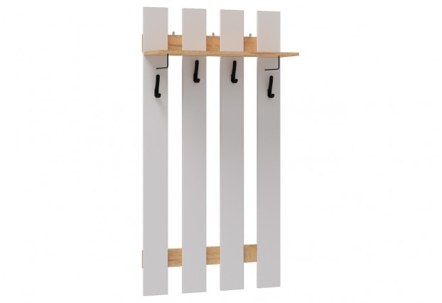 Вешалка Кевин 800 белый/дуб крафт золотой