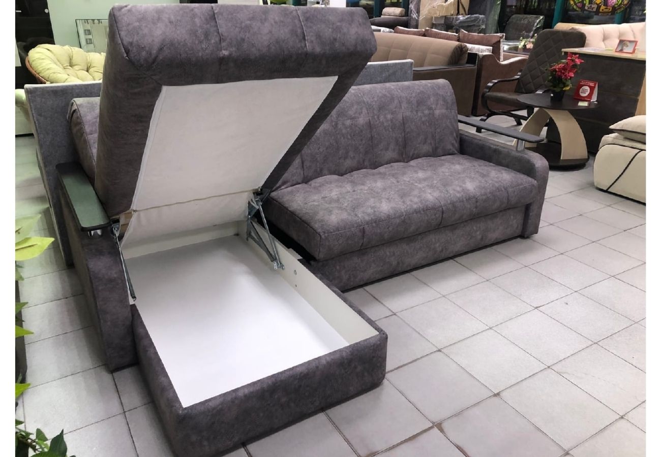 Диван-кровать угловой с оттоманкой Денвер 1,4 серый
