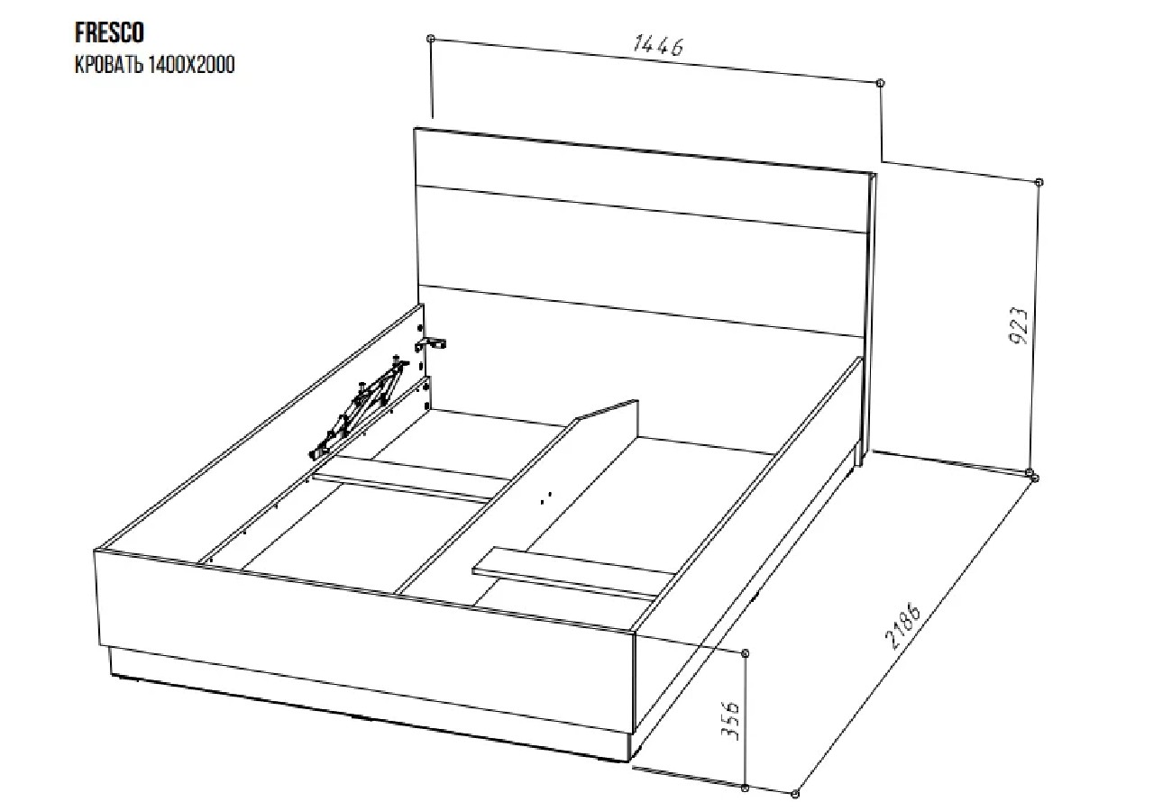 Кровать 140х200 FRESCO Белый, Дуб Вотан