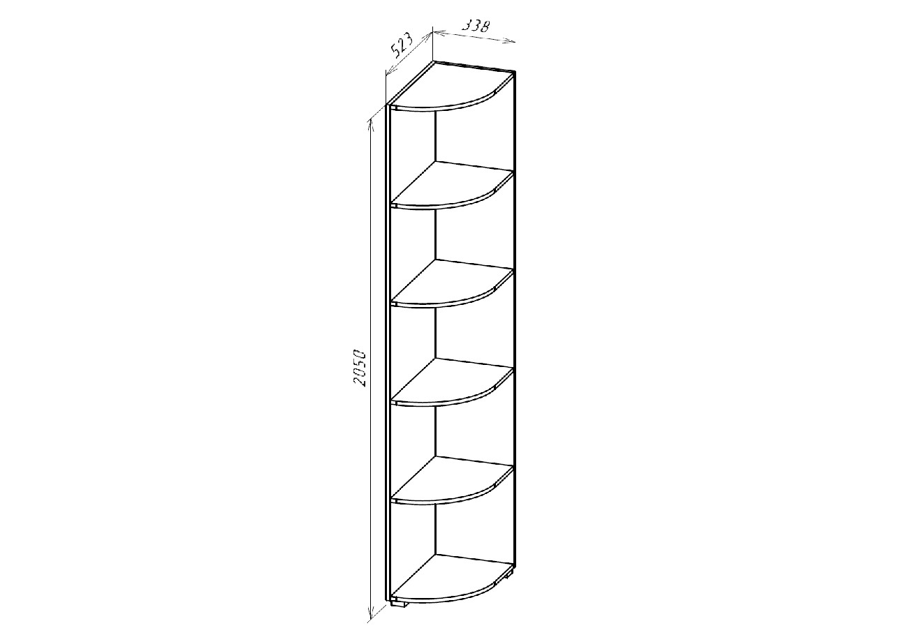 Чертеж угловой полки