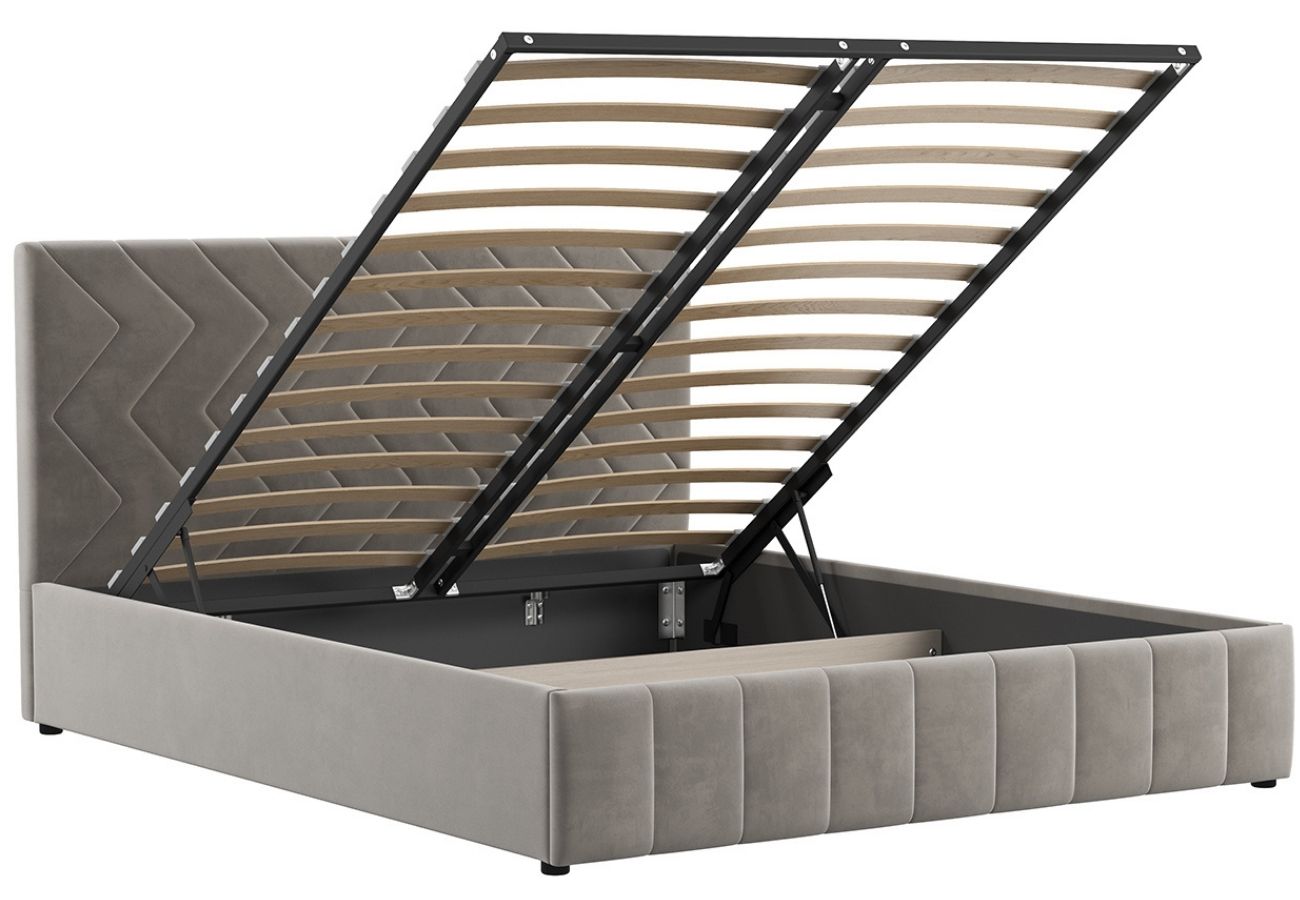 Кровать Алаво с подъемным механизмом 160 см светлый кварцевый, серый