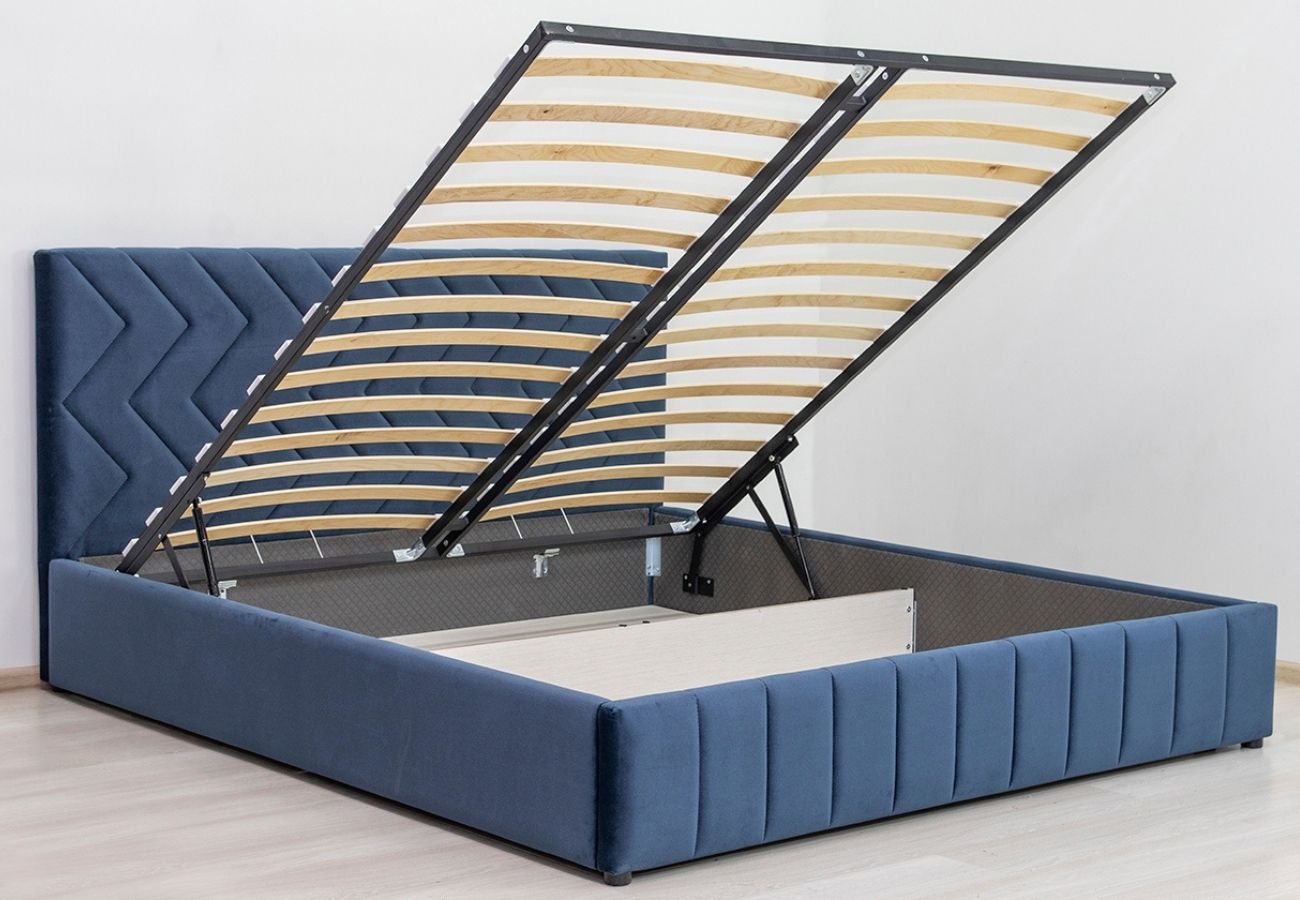 Кровать Алаво с подъемным механизмом 180 см полуночно-синий