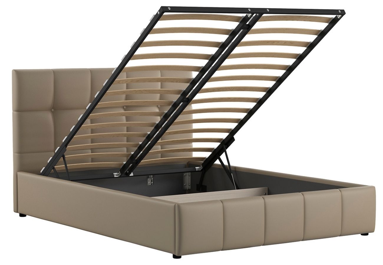 Кровать Пиела с подъемным механизмом 140 см бежево-коричневый