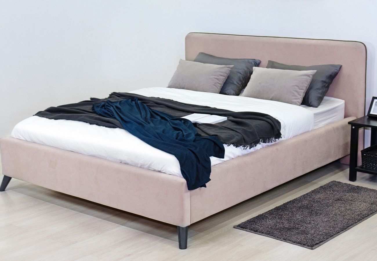 Кровать Раахе с подъемным механизмом 160 см пудровый, коричневый