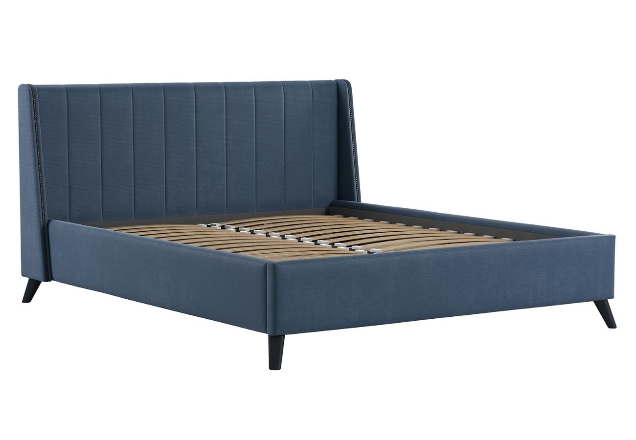 Кровать Савис с подъемным механизмом 160 см серо-синий