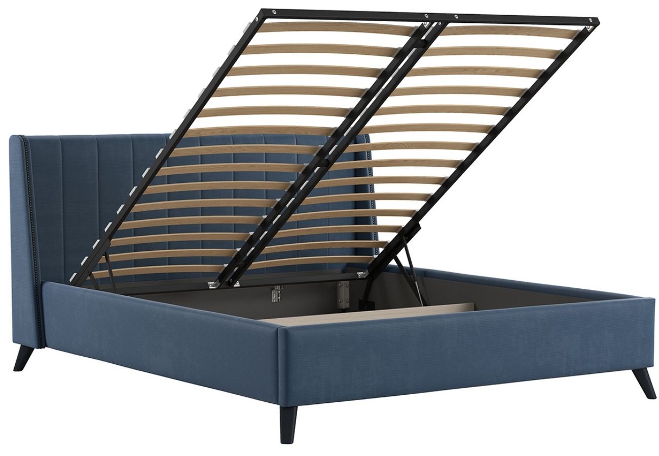 Кровать Савис с подъемным механизмом 160 см серо-синий
