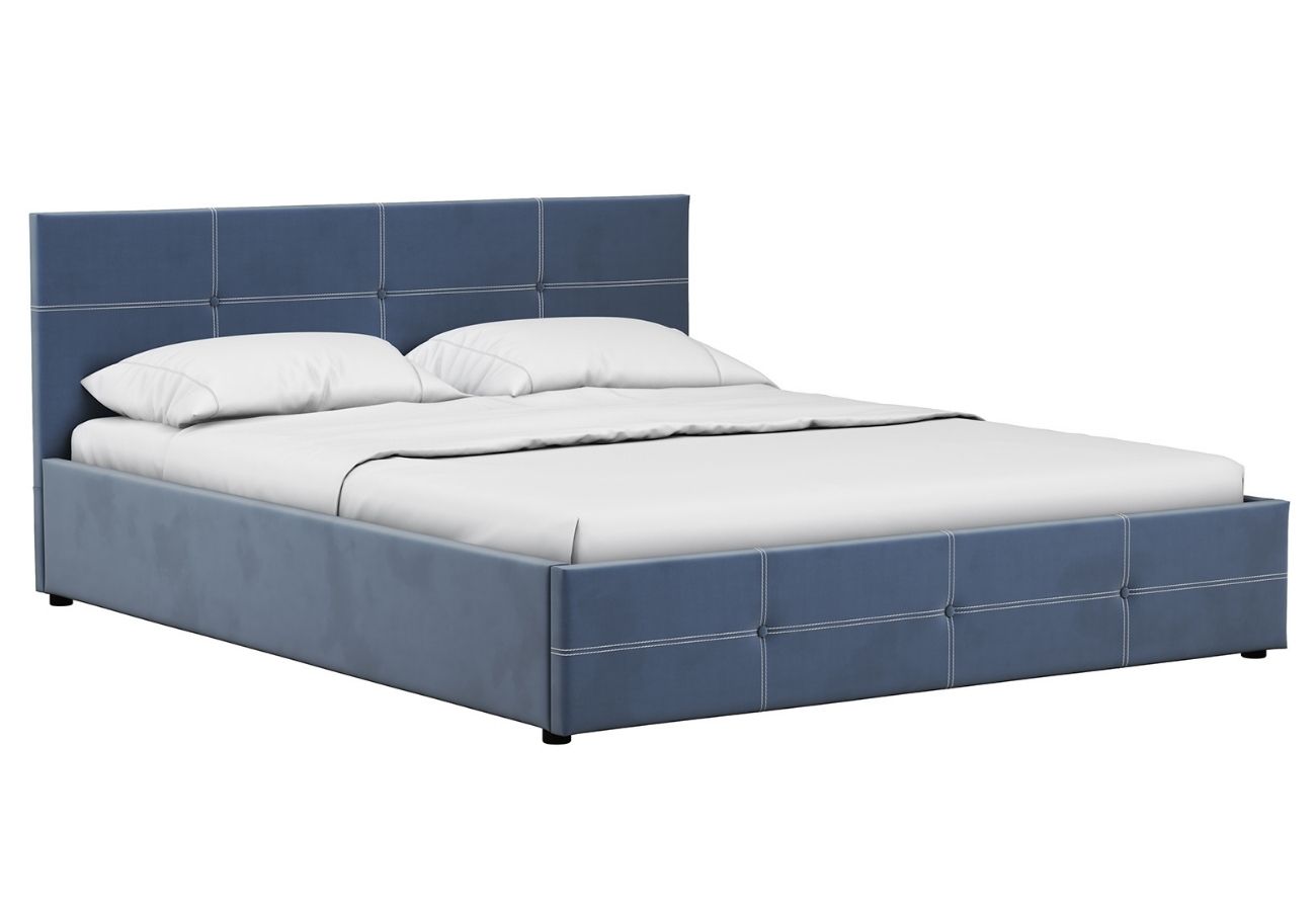 Кровать Суопе с подъемным механизмом 160 см серо-синий