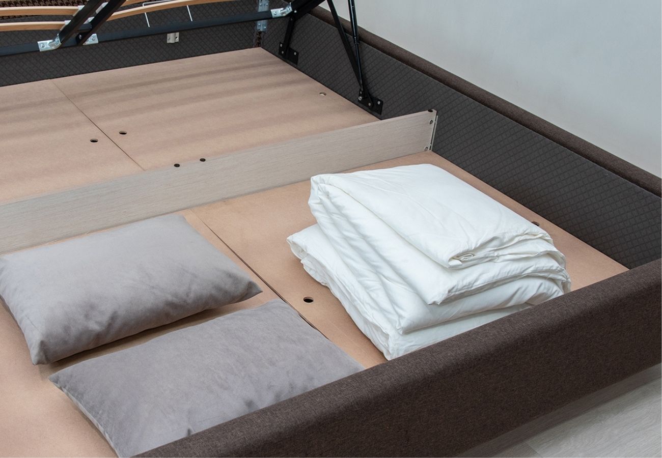 Кровать Вепся с подъемным механизмом 140 см коричневый