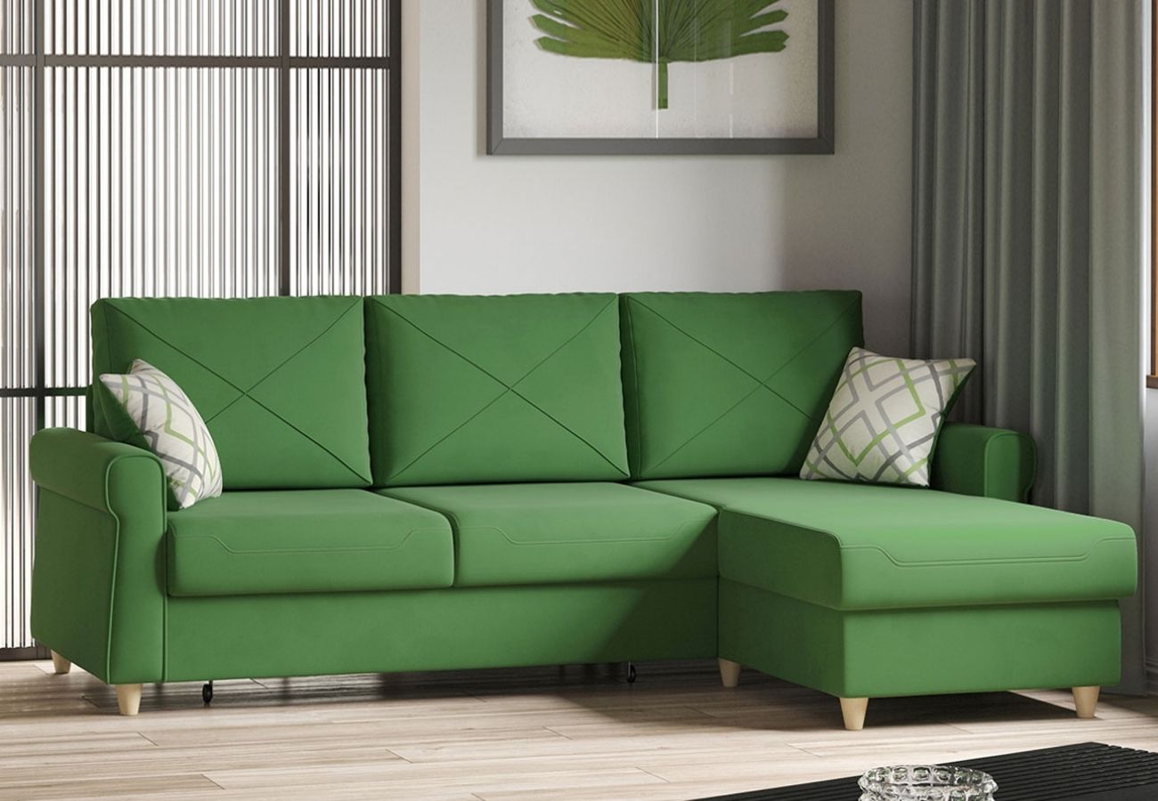 Купить Диван-кровать угловой Сетер Лиственный зеленый в Мурманске.Диван-кроватьугловой Сетер Лиственный зеленый цена 2021 Мебель в Мурманске