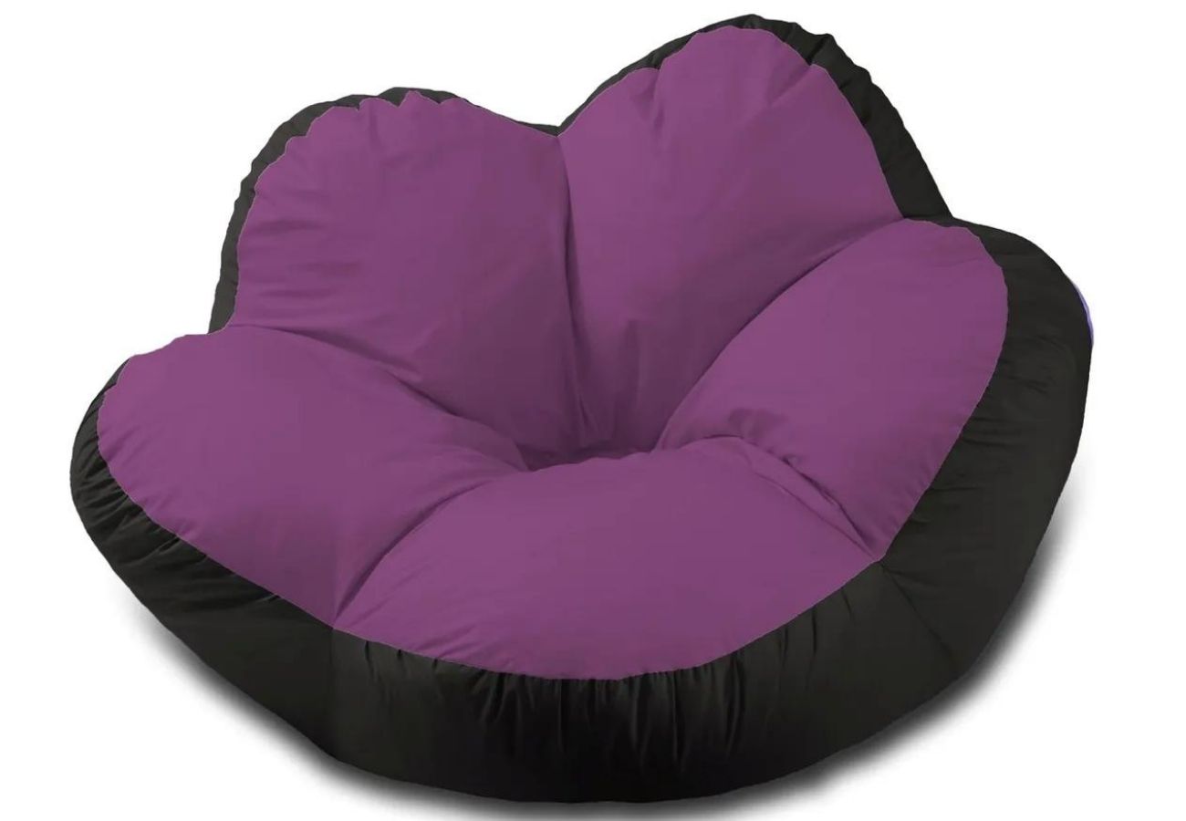 Кресло-мешок цветок 2XL Черный, фиолетовый