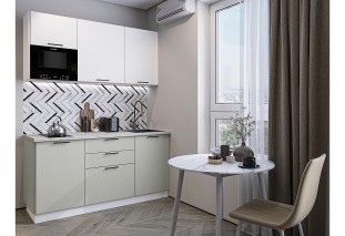 Кухонный гарнитур Лайт-01 Special White/Special Grey, Белый 160 см, столешница Пирит светлый