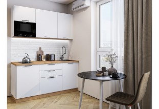 Кухонный гарнитур Лайт-01 Special White, Дуб Вотан 160 см, столешница Дуб натуральный