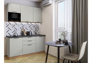 Кухонный гарнитур Лайт-01 Special Grey, Дуб Вотан 160 см, столешница Кварцит Неро
