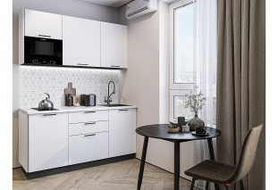 Кухонный гарнитур Лайт-01 Special White, Graphite 160 см, столешница Антарес