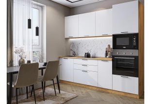 Кухонный гарнитур Лайт-02 Special White, Дуб Вотан 240 см, столешница Дуб сонома