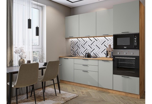 Кухонный гарнитур Лайт-02 Special Grey, Дуб Вотан 240 см, столешница Дуб сонома