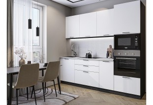 Кухонный гарнитур Лайт-02 Special White, Graphite 240 см, столешница Антарес
